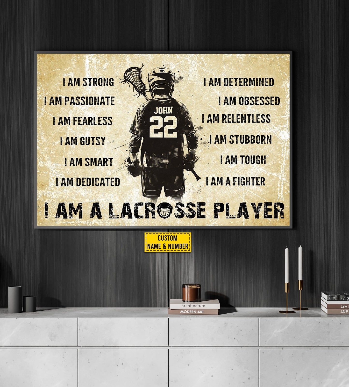 I Am A Lacrosse Player, Personalized Motivational Lacrosse Boy Canvas Painting, Inspirational Quotes Wall Art Decor, Poster Gift For Lacrosse Lovers
