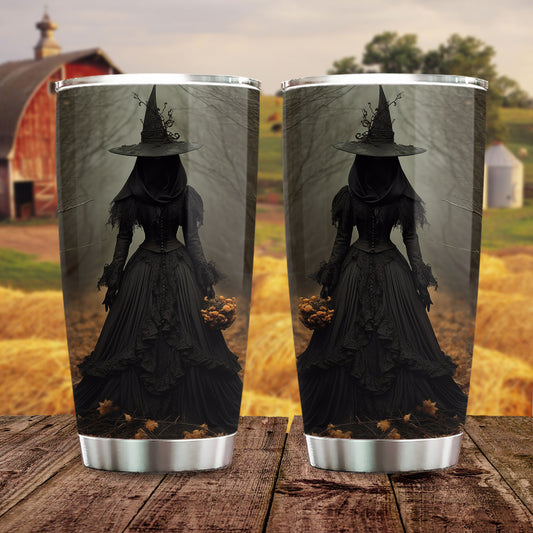 Witch Tumbler, Dark Earth Witch In Forest Stainless Steel Tumbler, Gift For Witch Lovers