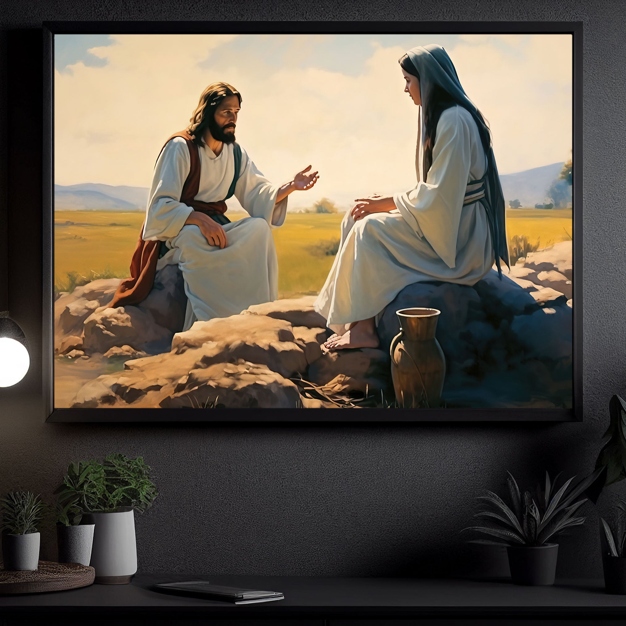 Jesus And Woman At The Well, Samaritan Woman Canvas Painting, Jesus Wa ...