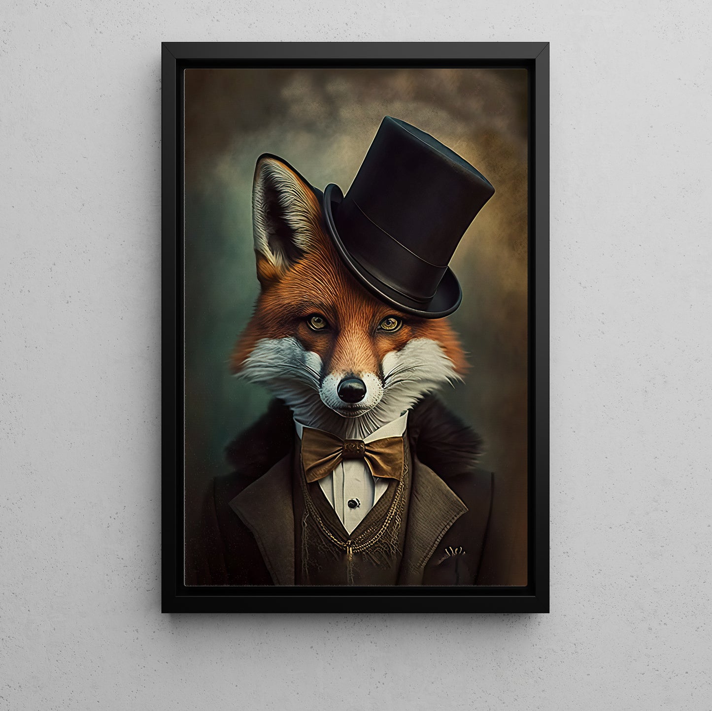 Victorian Fox In Suit, Dark Gothic Canvas Painting, Victorian Animal Wall Art Decor - Fox Poster Gift