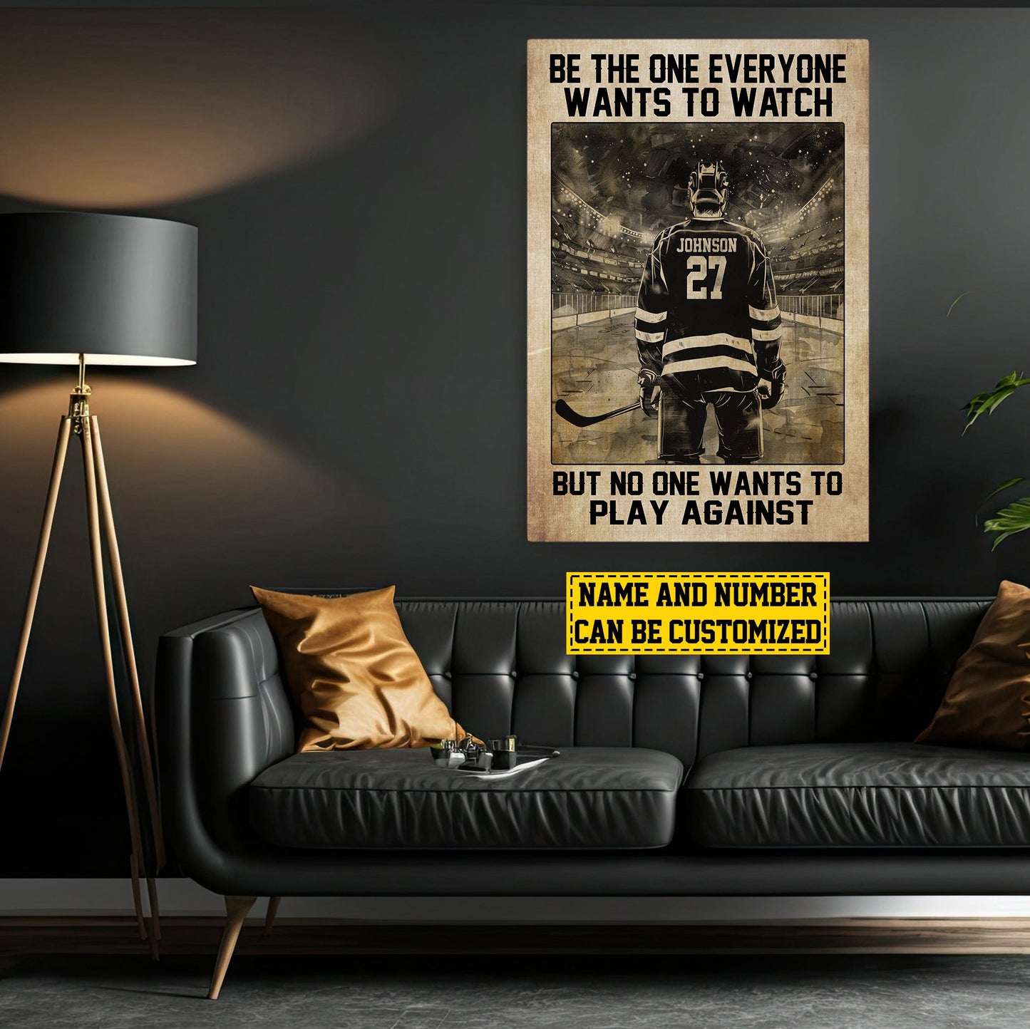 Be The One Everyone Wants To, Personalized Motivational Hockey Boy Canvas Painting, Inspirational Quotes Wall Art Decor, Poster Gift For Hockey Man Lovers