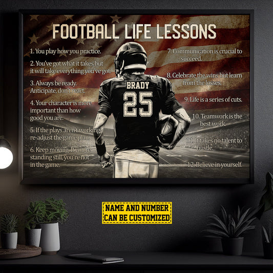 Football Boy Canvas Painting, Believe In Yourself, Inspirational Quotes Wall Art Decor, Personalized Poster Gift For Football Lovers, Football Players