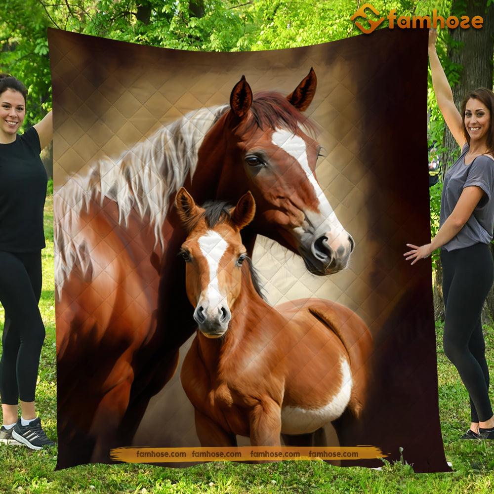 Mother's Day Horse Blanket, Feel Free Beside You Horse Mom And Daughter Fleece Blanket - Sherpa Blanket Gift For Moms From Daughters