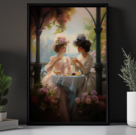 Victorian Women Enjoying Wine Party Vintage Gothic, Canvas Painting, Wall Art Decor - Dark Academia Women Poster Gift
