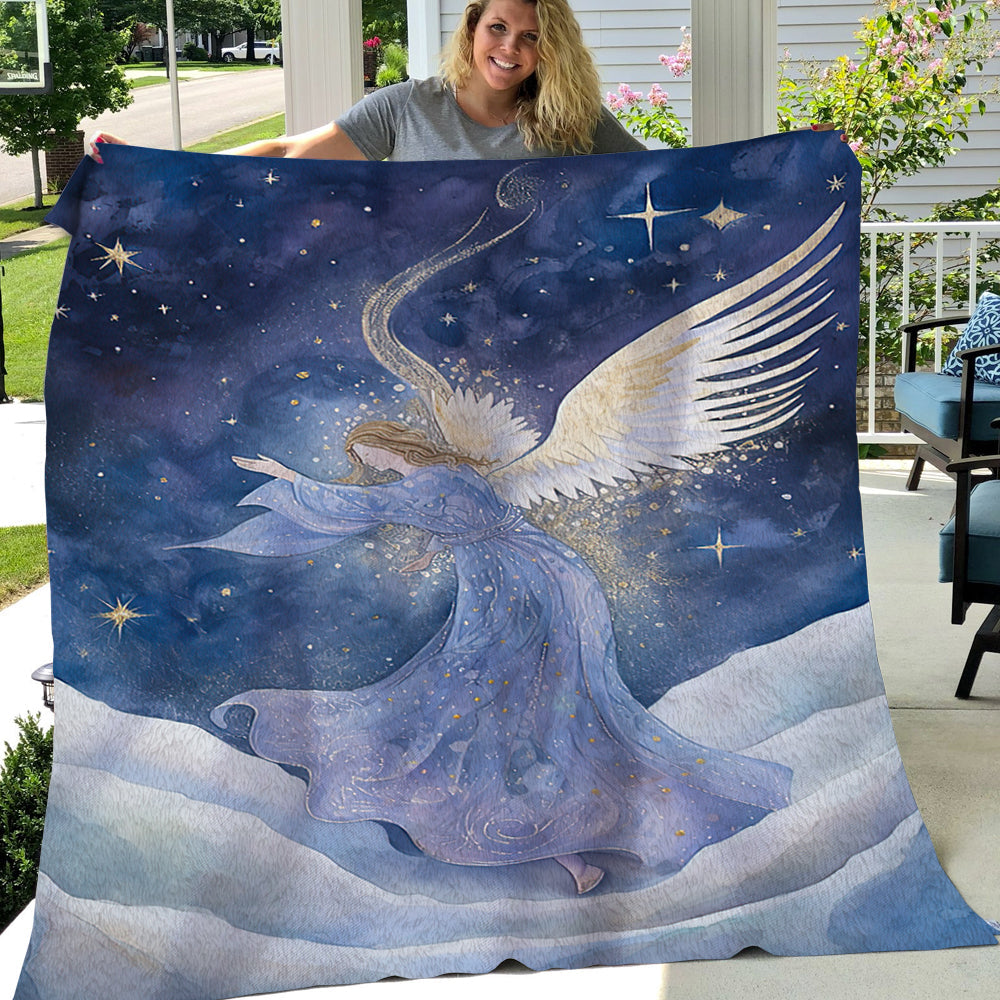 Angel Visitation in a Winter Wonderland - Prophetic Art on a Plush Fleece Blanket, Two Sizes Available | popular Christian Gift Idea | Heavenly Art