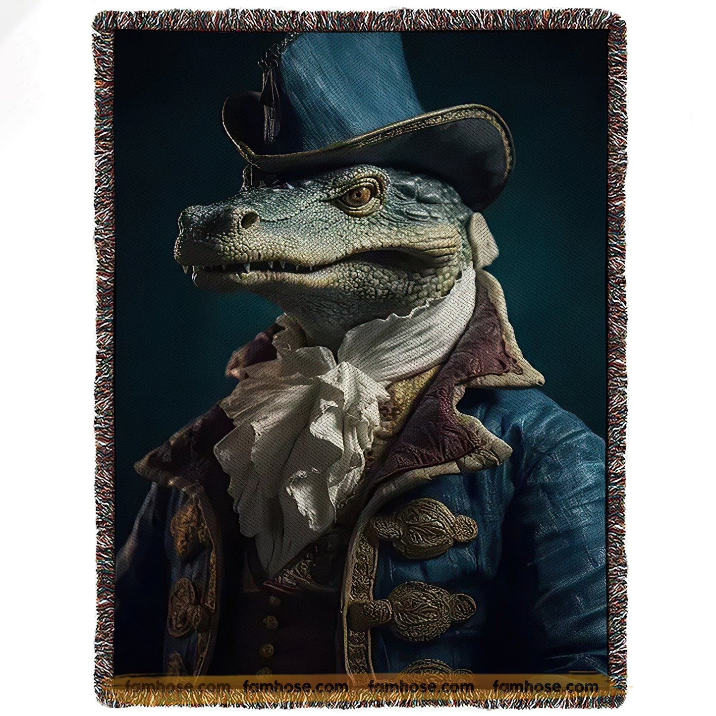 Victorian Crocodile Fleece Blanket - The Aristocratic Crocodile Sherpa Blanket, Woven Blanket Gift For Crocodile Lovers, Victorian Animal Lovers