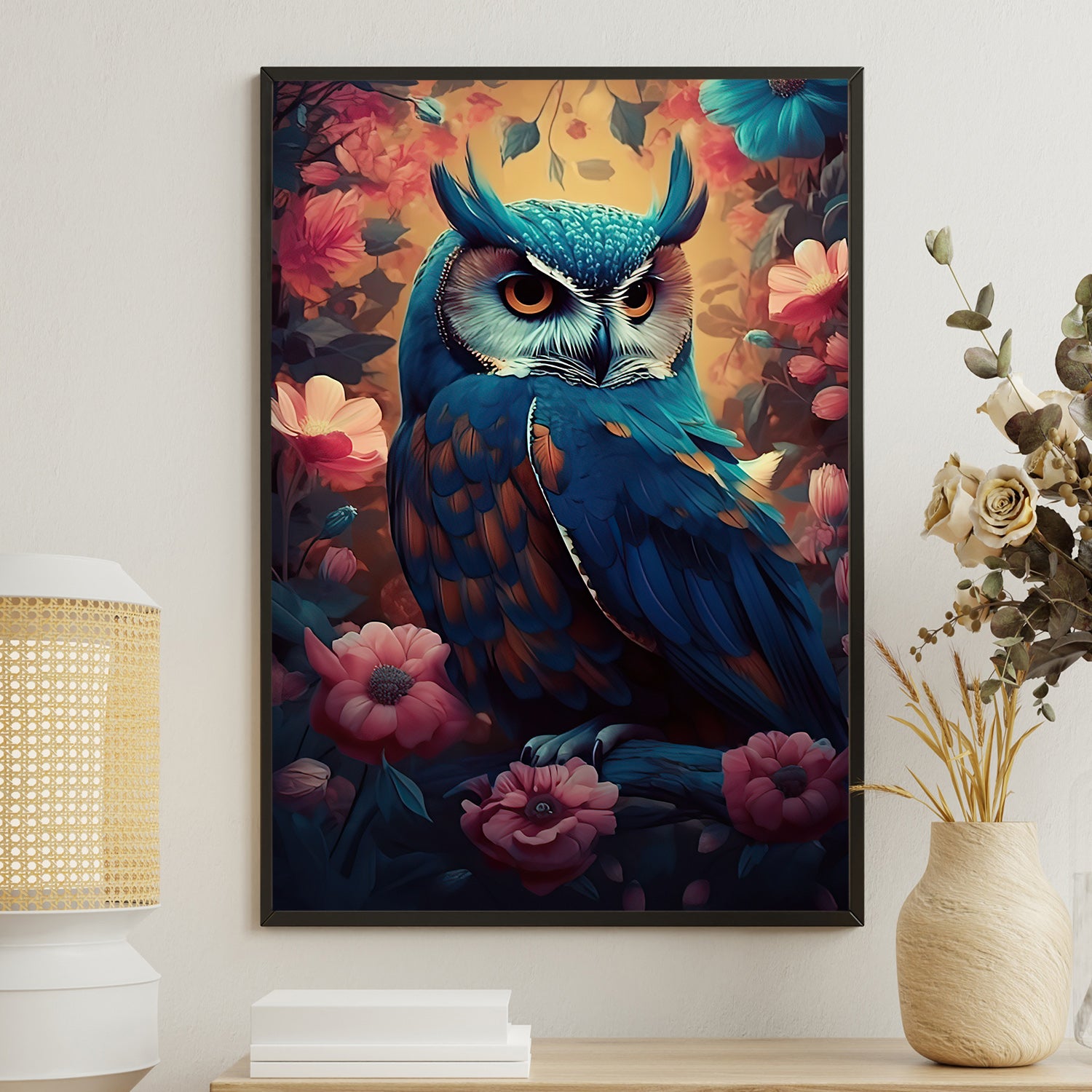 Enchanted Nocturne, Owl Canvas Painting, Mysterical Wall Art Decor, Po ...