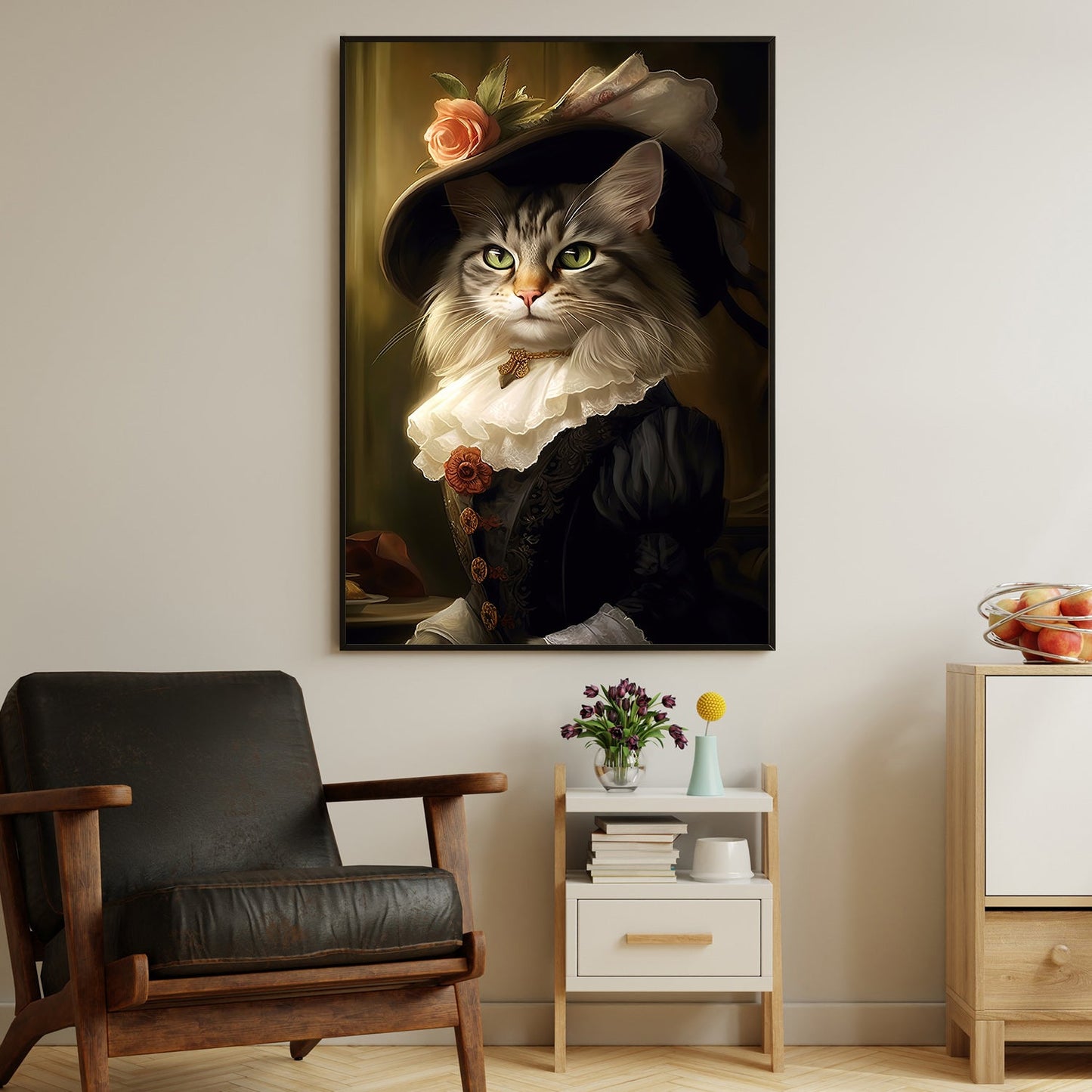 Lady Whiskerfield's Afternoon Promenade, Victorian Cat Canvas Painting, Wall Art Decor - Poster Gift For Cat Lovers