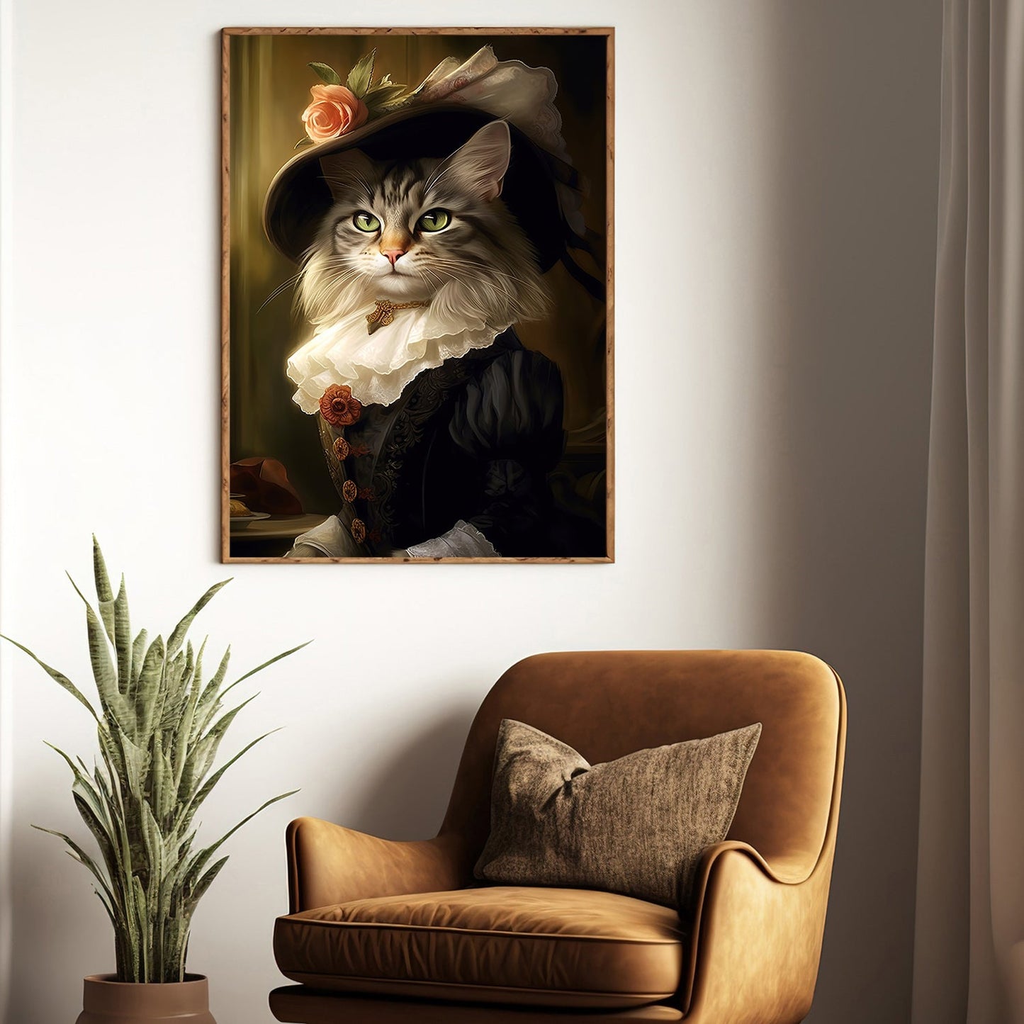 Lady Whiskerfield's Afternoon Promenade, Victorian Cat Canvas Painting, Wall Art Decor - Poster Gift For Cat Lovers