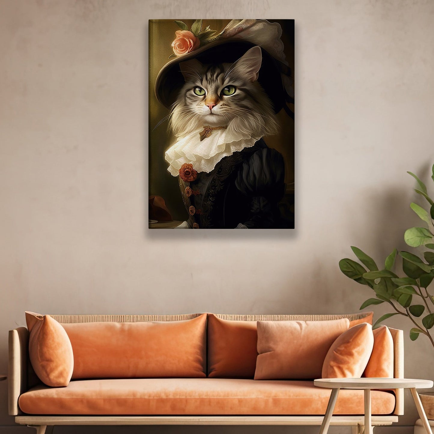 Lady Whiskerfield's Afternoon Promenade, Victorian Cat Canvas Painting, Wall Art Decor - Poster Gift For Cat Lovers