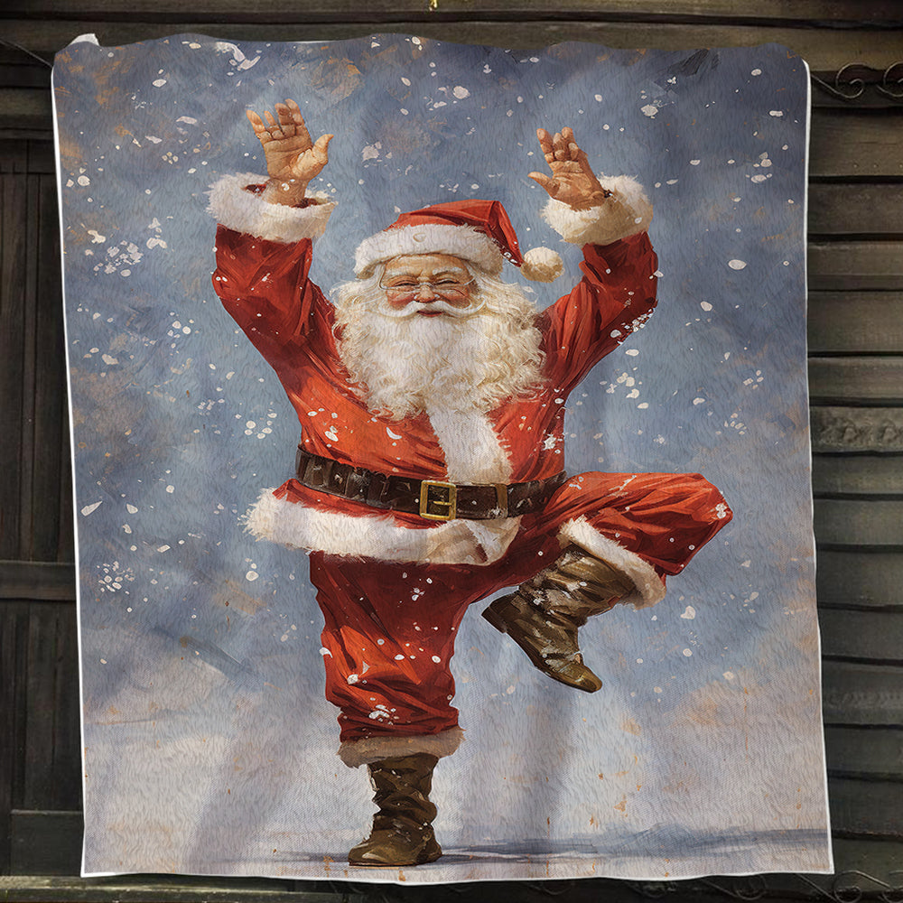 Funny Santa Claus Do Exercise, Santa's Xmas Fleece Blanket & Sherpa Blanket Gift