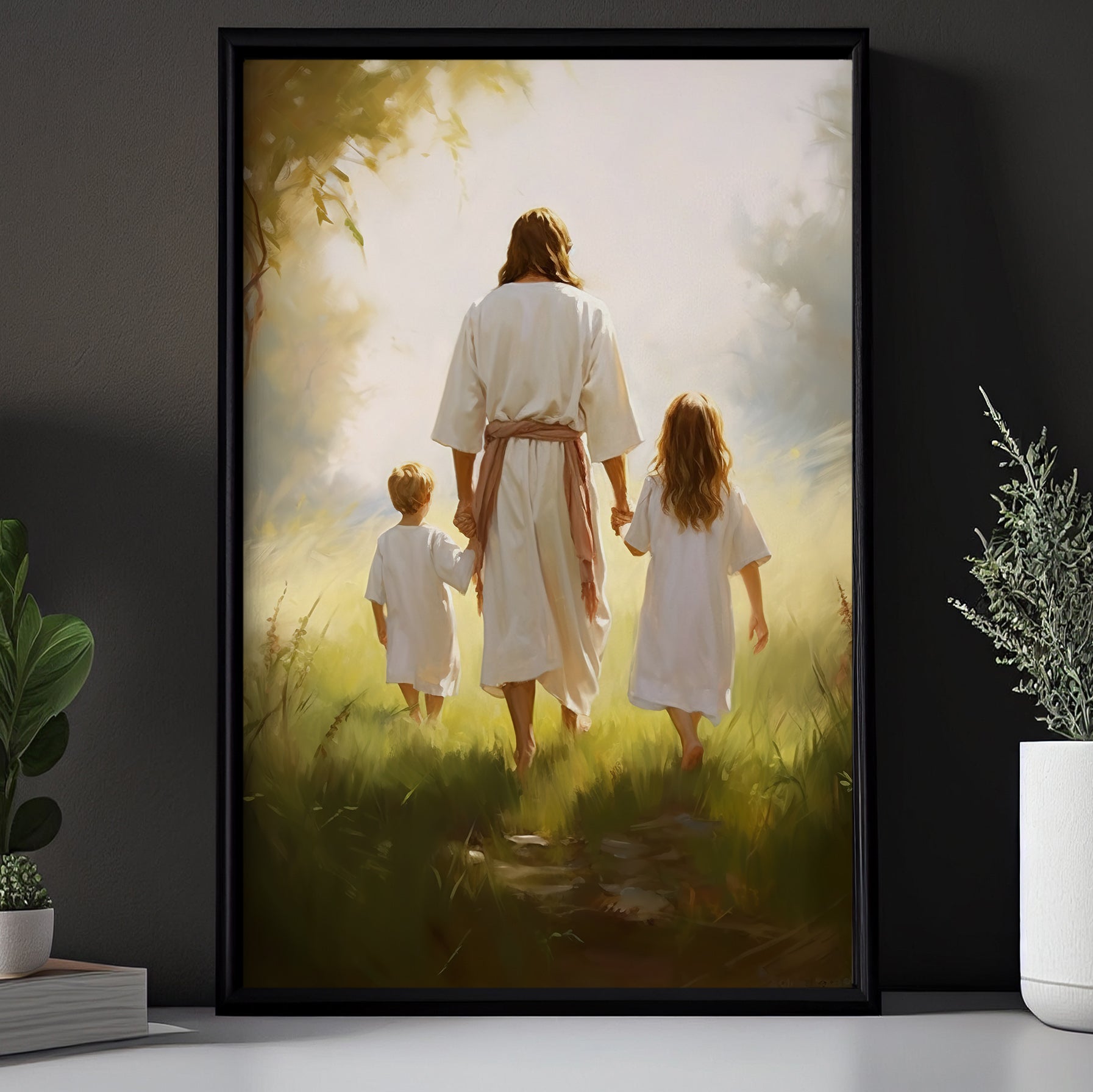 Guidance Through Fields of Light, Jesus Christian Canvas Painting, Xma