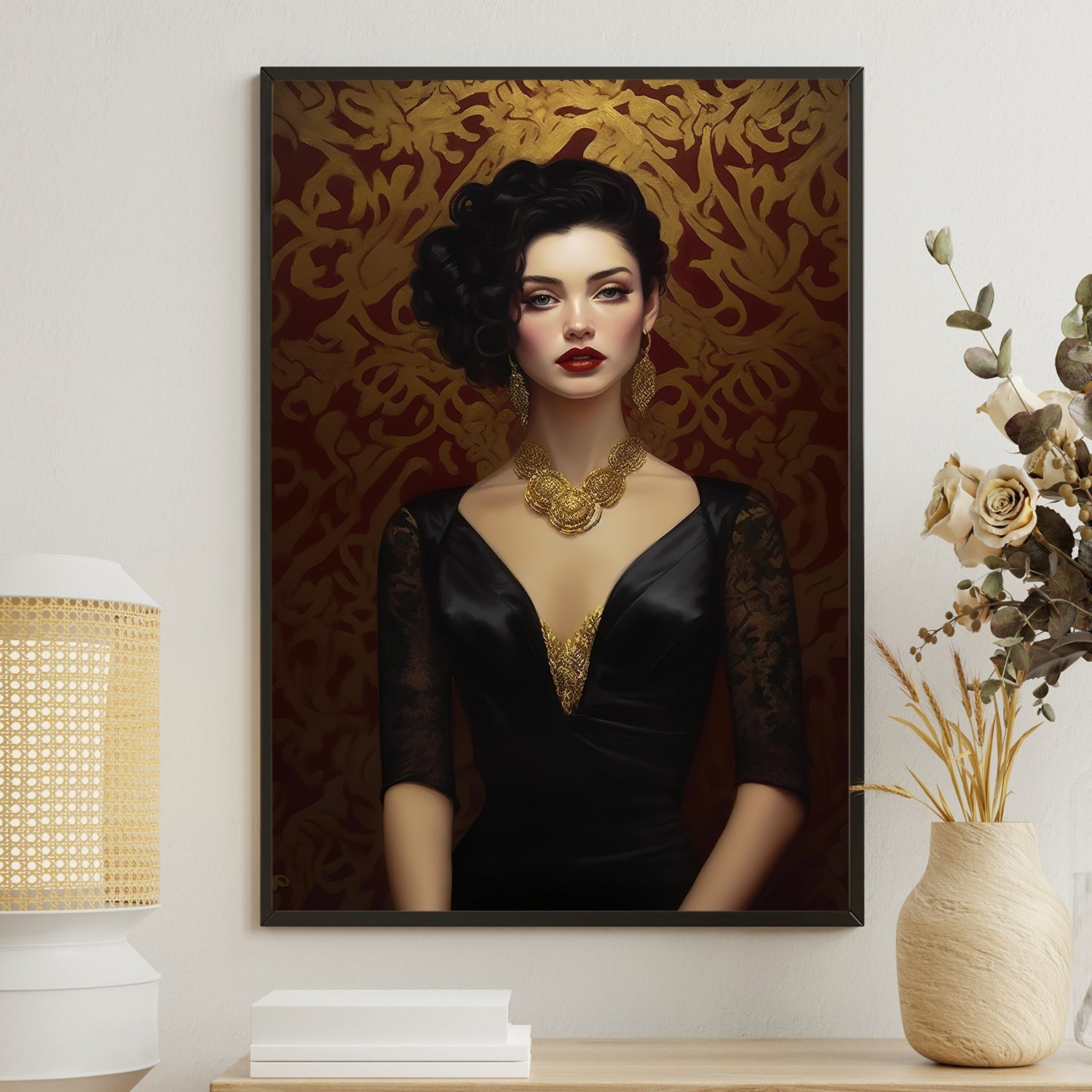 strapless open back dress The Golden Era Diva, Victorian Princess Canvas Painting, Wall Art Deco –  Famhose