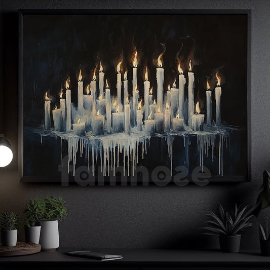 Halloween Candle Canvas Painting, Flames Of The Forgotten Wall Art Decor, Spooky Season Poster Gift For Candle Lovers