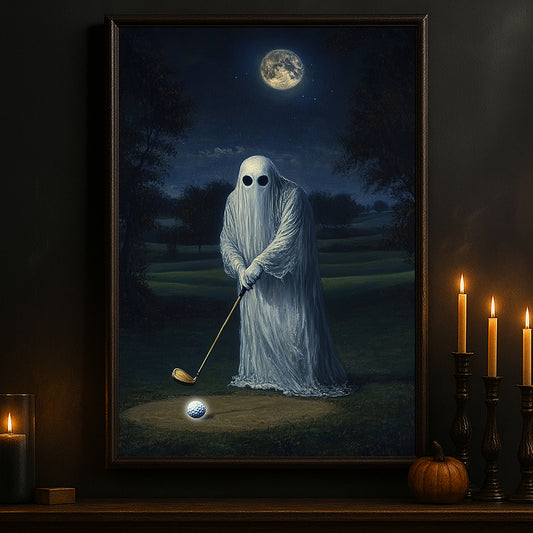 Halloween Golf Boo Canvas Painting, Haunted Golf Night Wall Art Decor, Spooky Season Poster Gift For Golf Lovers