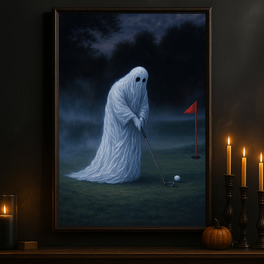 Halloween Golf Boo Canvas Painting, Phantom Swing Wall Art Decor, Spooky Season Poster Gift For Golf Lovers