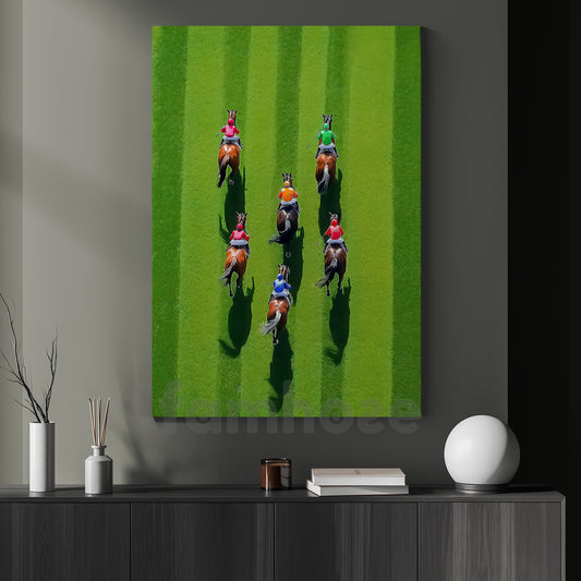 Kentucky Derby Day Canvas Painting, Horse Racing Aerial View Wall Art Decor, Poster Gift For Horse Racing Lovers, Fan Of Kentucky Derby