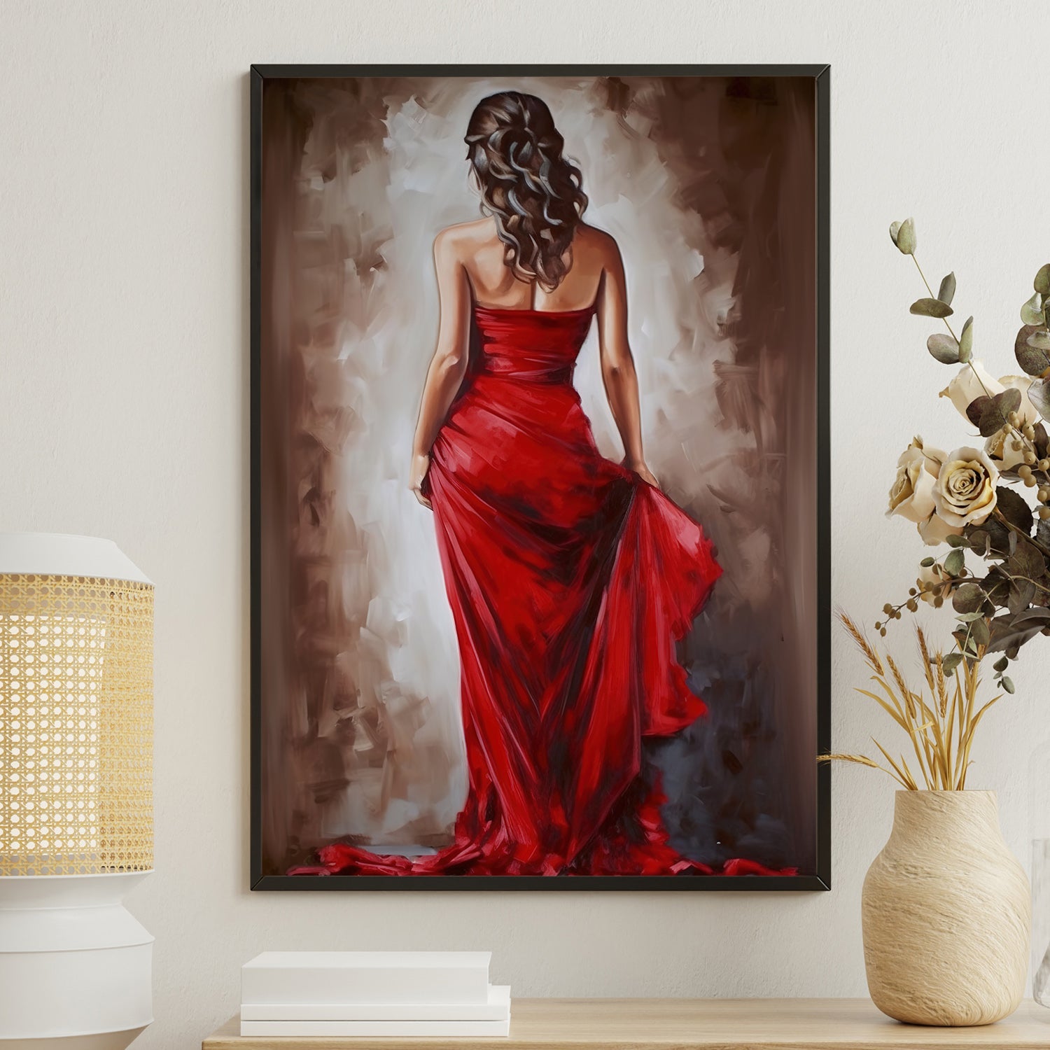 Lady in Red Dress Painting