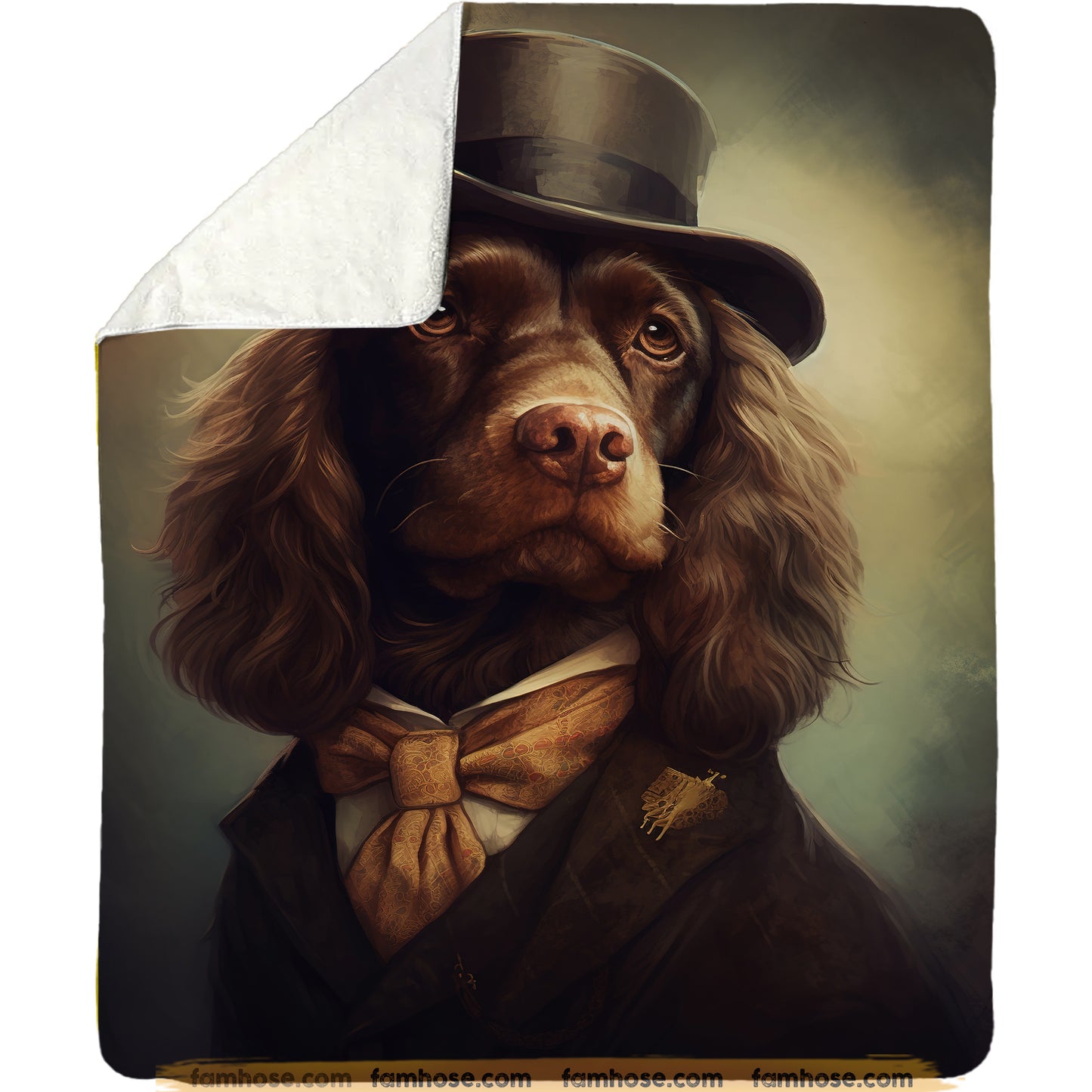Victorian Hound Dog Fleece Blanket - The Noble Hound Sherpa Blanket, Woven Blanket Gift For Hound Dog Lovers, Victorian Animal Lovers