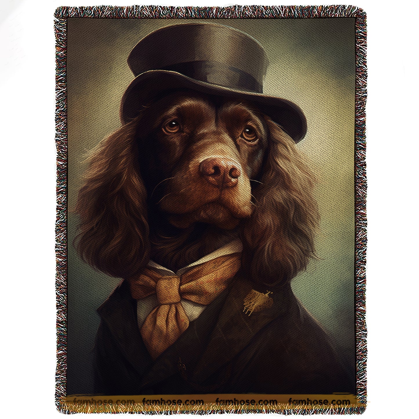 Victorian Hound Dog Fleece Blanket - The Noble Hound Sherpa Blanket, Woven Blanket Gift For Hound Dog Lovers, Victorian Animal Lovers