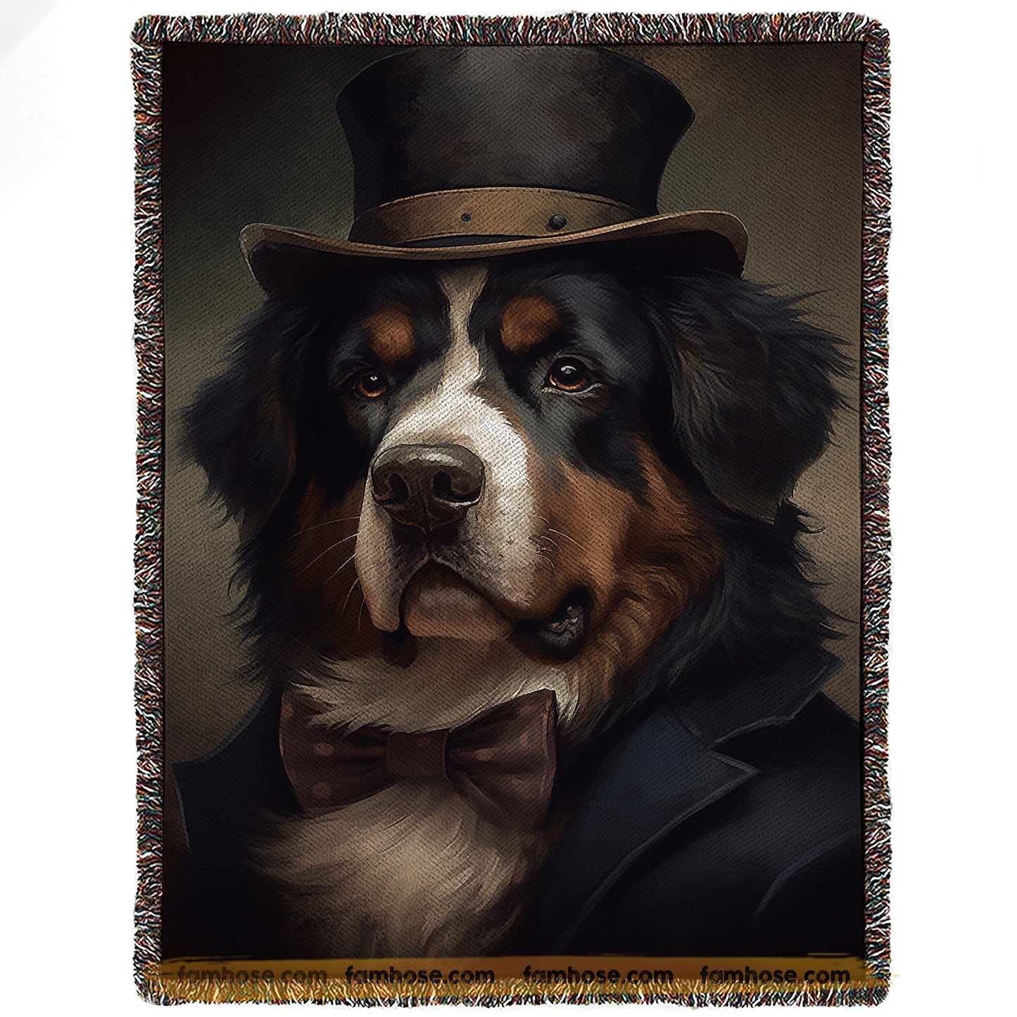 Victorian Bernese Mountain Dog Fleece Blanket - The Noble Bernese Sherpa Blanket, Woven Blanket Gift For Bernese Mountain Dog Lovers, Victorian Animal Lovers