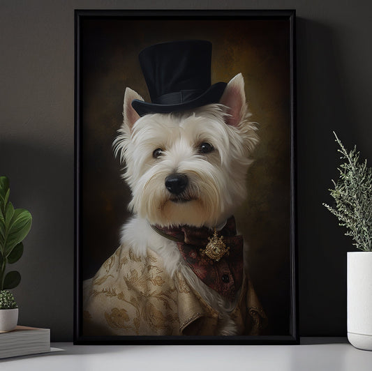 Victorian West Highland White Terrier In Suit Style, Victorian Dog Canvas Painting, Victorian Animal Wall Art Decor, Poster Gift For Westie Dog Lovers