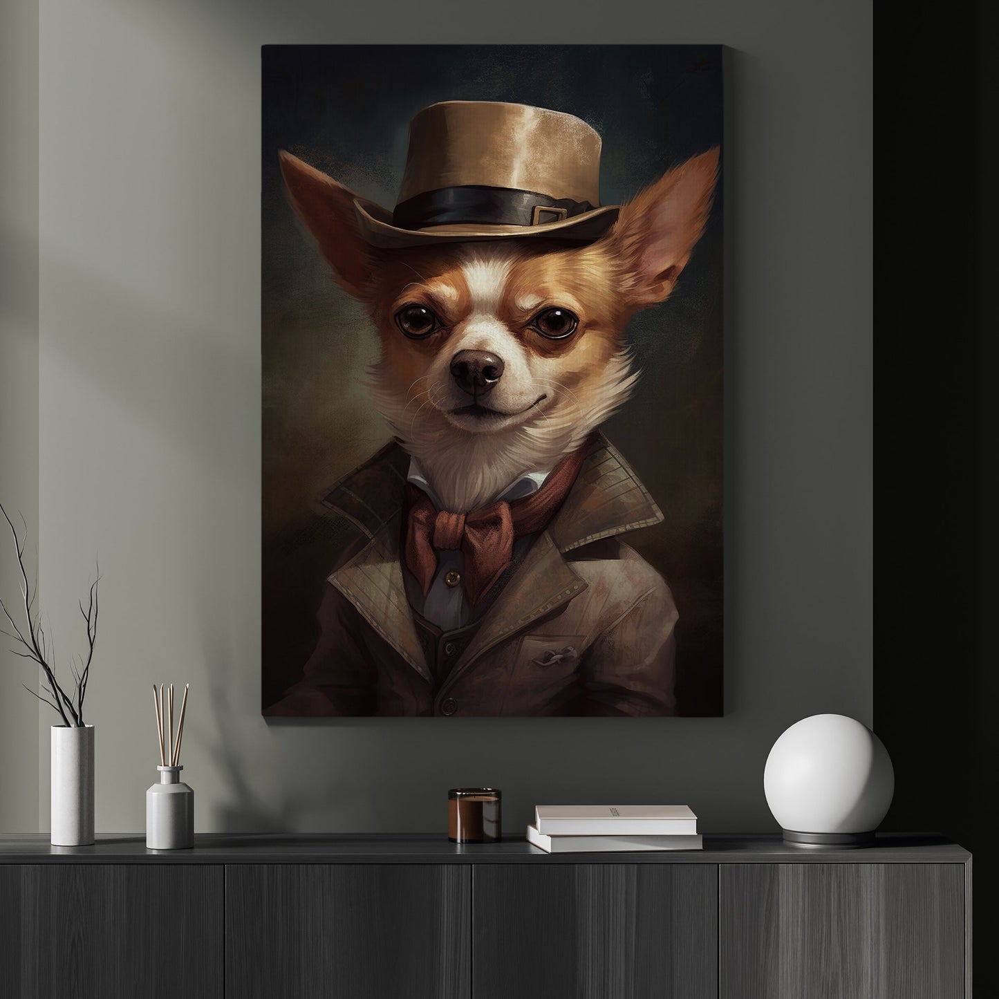 Chihuahua In Victorian Suit Style, Victorian Dog Canvas Painting, Victorian Animal Wall Art Decor, Poster Gift For Chihuahua Dog Lovers