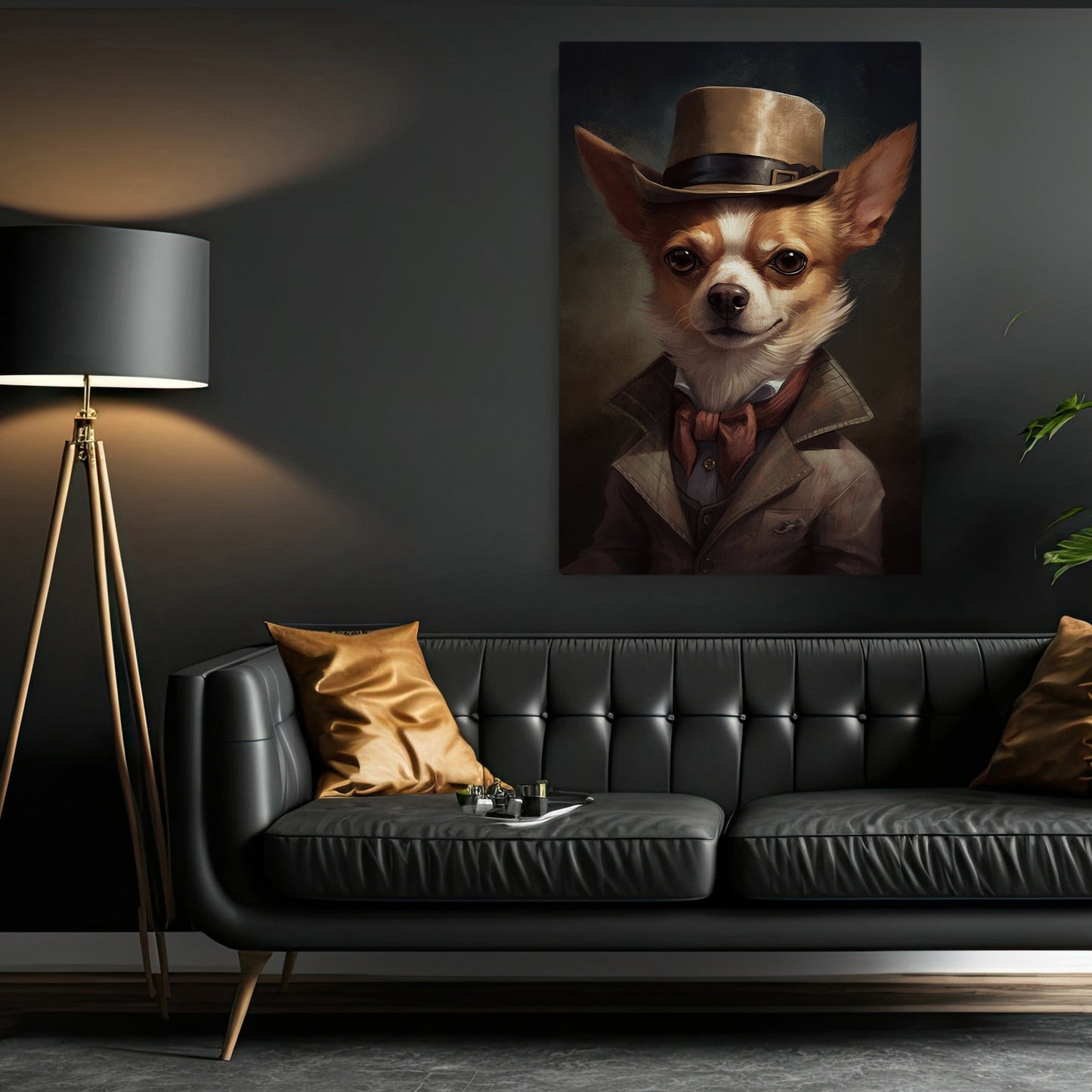 Chihuahua In Victorian Suit Style, Victorian Dog Canvas Painting, Victorian Animal Wall Art Decor, Poster Gift For Chihuahua Dog Lovers