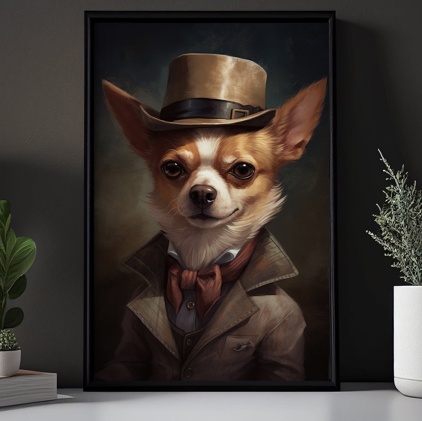 Chihuahua In Victorian Suit Style, Victorian Dog Canvas Painting, Victorian Animal Wall Art Decor, Poster Gift For Chihuahua Dog Lovers