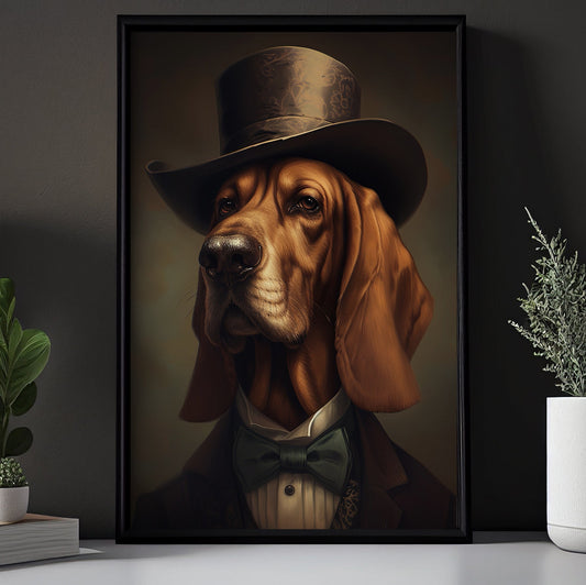 Bloodhound In Victorian Style, Victorian Dog Canvas Painting, Victorian Animal Wall Art Decor, Poster Gift For Bloodhound Dog Lovers