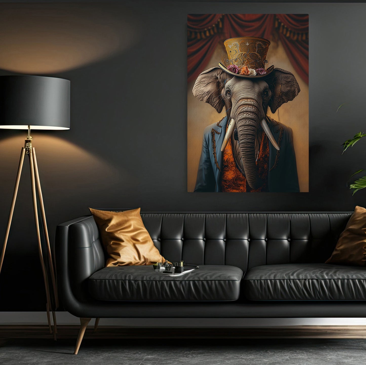 Gentleman Elephant In Victorian Suit, Victorian Elephant Canvas Painting, Victorian Animal Wall Art Decor, Poster Gift For Elephant Lovers