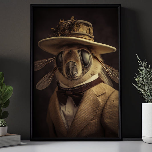 Bee In Victorian Suit, Victorian Bee Canvas Painting, Victorian Animal Wall Art Decor, Poster Gift For Bee Lovers