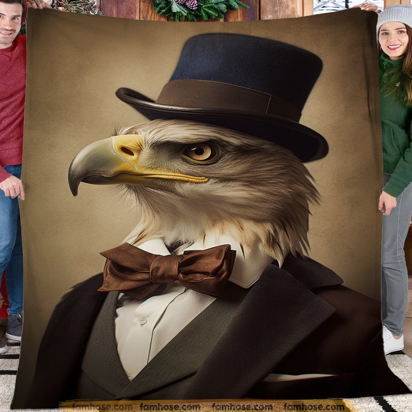 Victorian Eagle Fleece Blanket - Regal Eagle Sherpa Blanket, Woven Blanket Gift For Eagle Lovers, Victorian Animal Lovers