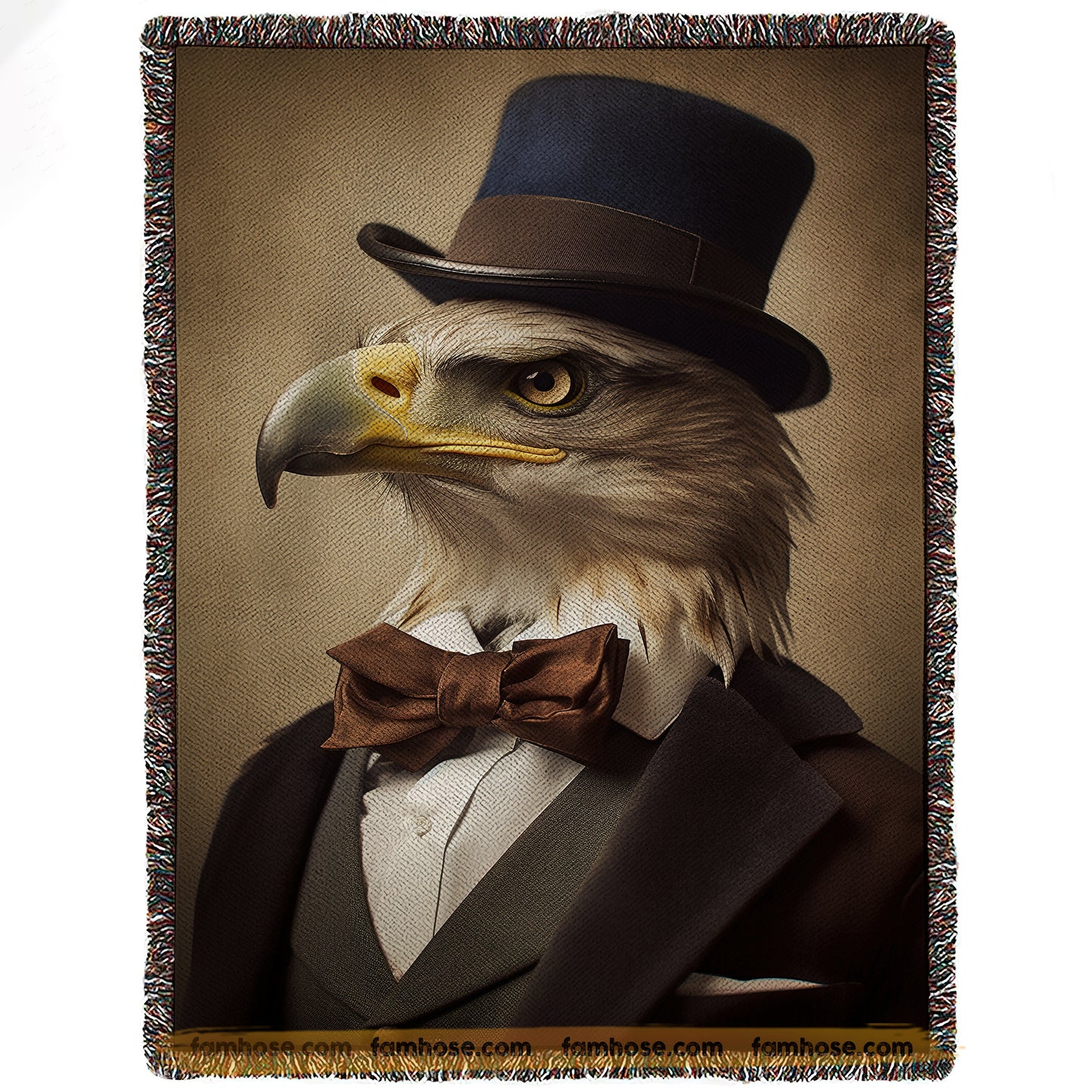 Victorian Eagle Fleece Blanket - Regal Eagle Sherpa Blanket, Woven Blanket Gift For Eagle Lovers, Victorian Animal Lovers