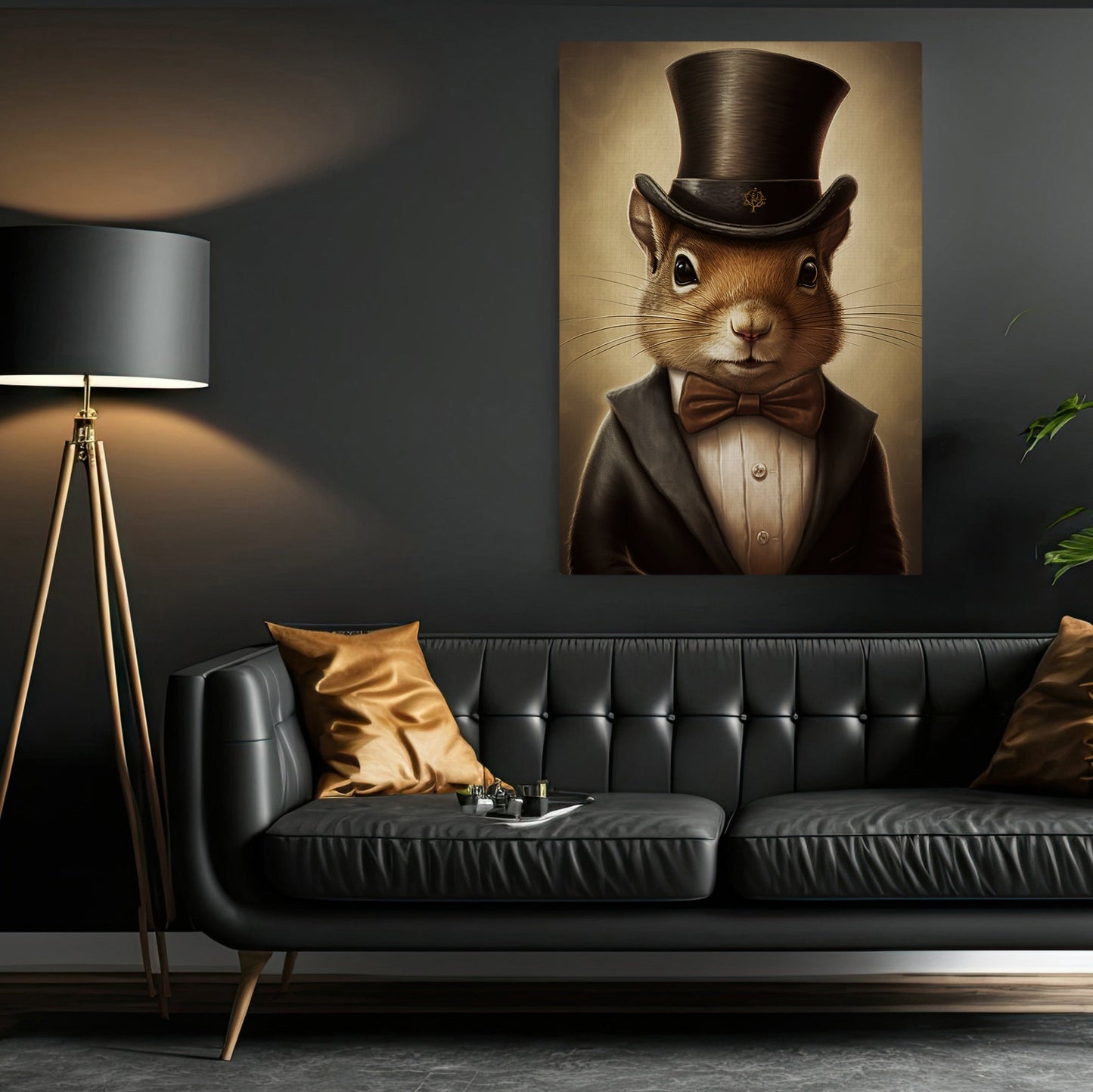 Squirrels In Victorian Suit, Victorian Squirrels Canvas Painting, Victorian Animal Wall Art Decor, Poster Gift For Squirrel Lovers