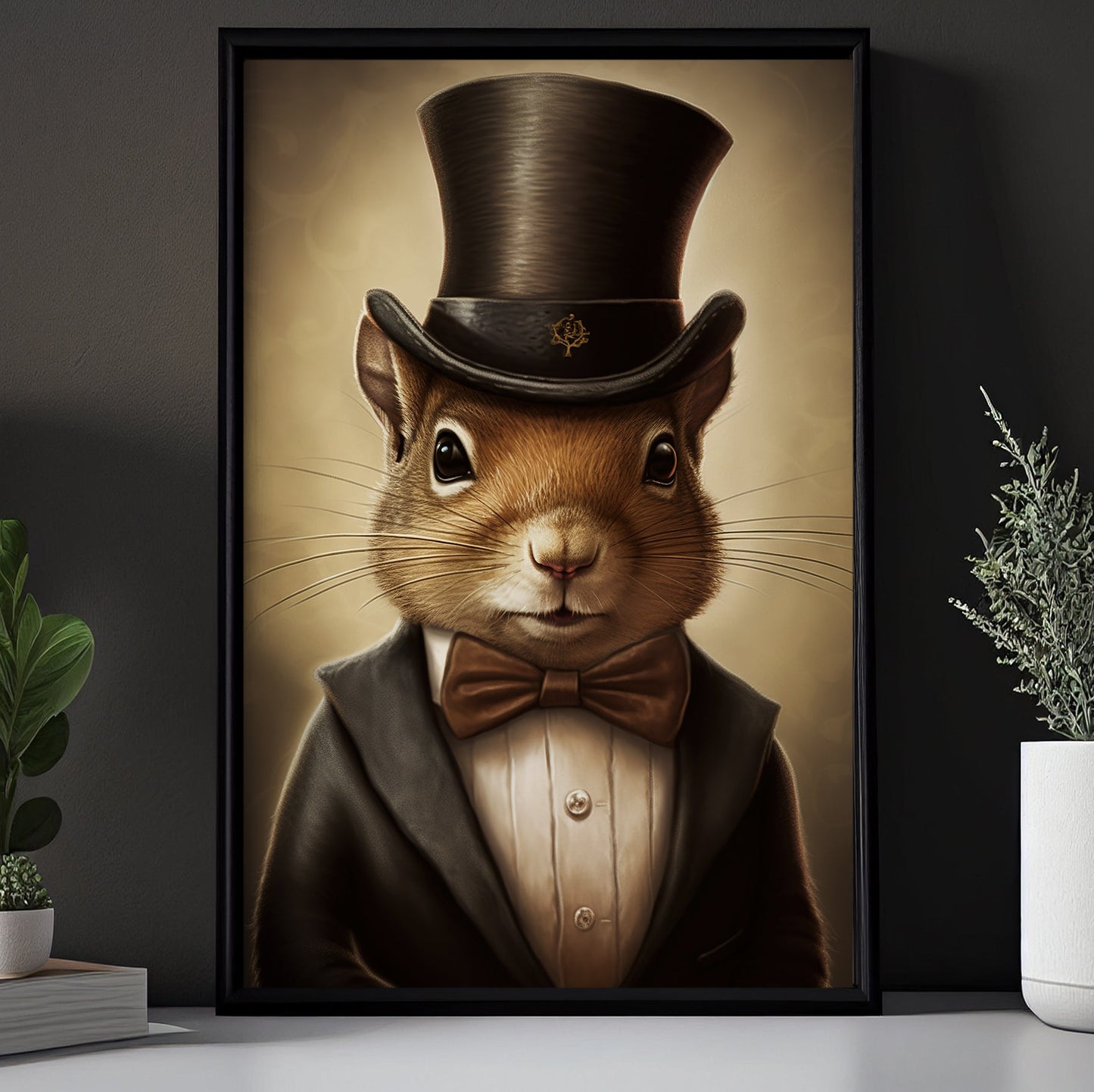 Squirrels In Victorian Suit, Victorian Squirrels Canvas Painting, Victorian Animal Wall Art Decor, Poster Gift For Squirrel Lovers