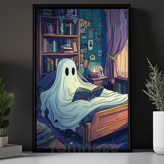 Halloween Boo Canvas Painting, Bedtime Boo Wall Art Decor, Spooky Season Poster Gift For Ghost Lovers