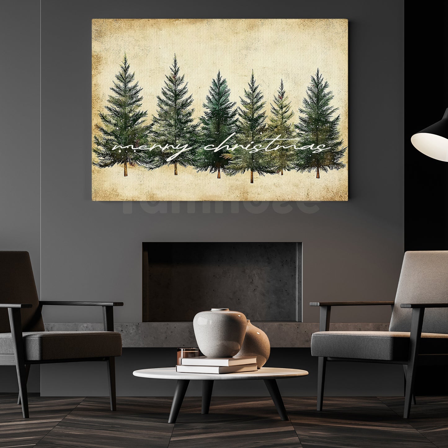 Christmas Canvas Painting, A Pine Tree Christmas Wall Art Decor, Xmas Poster Gift