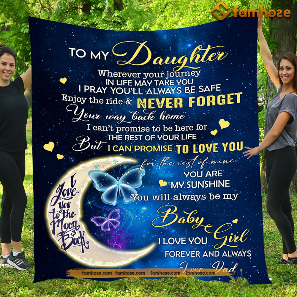 Blanket, To My Daughter Always Be Safe Enjoy The Ride Fleece Blanket - Sherpa Blanket Father's Day Gift For Daughters From Dad
