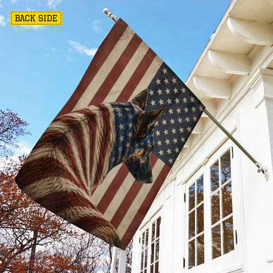 July 4th German Shepherd Dog USA Garden Flag & House Flag, Freedom Stands Guard German Shepherd Dog Outdoor Decor, Independence Day Yard Flag Gift For German Shepherd Lover