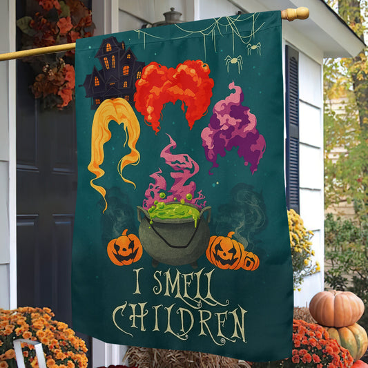 Funny Halloween Witch Flag House Flag, I Smell Children Yard Flag Spooky Season Gift For Witch Lovers