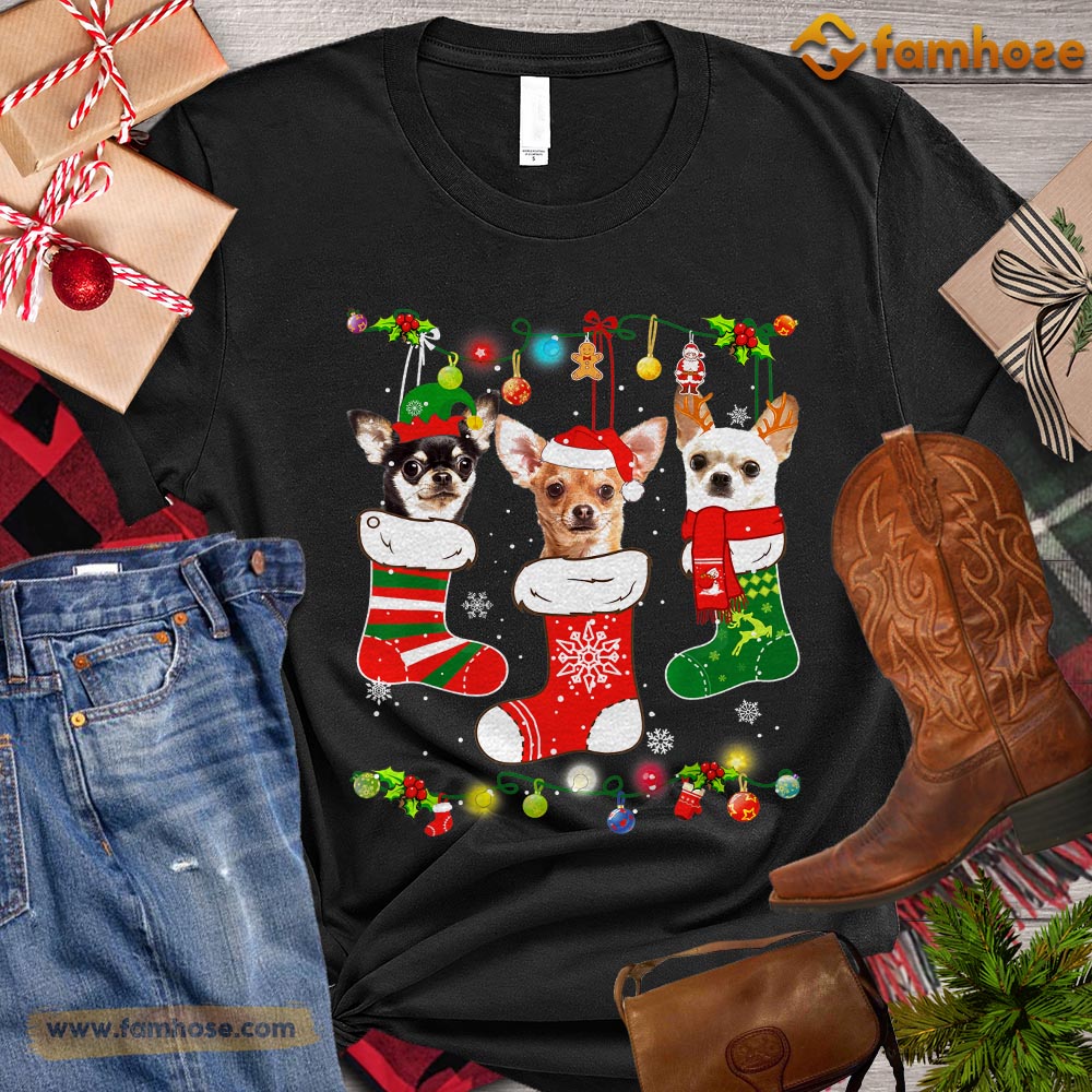 Cute Christmas Dog T-shirt, Dogs In The Sock Gift For Dog Lovers