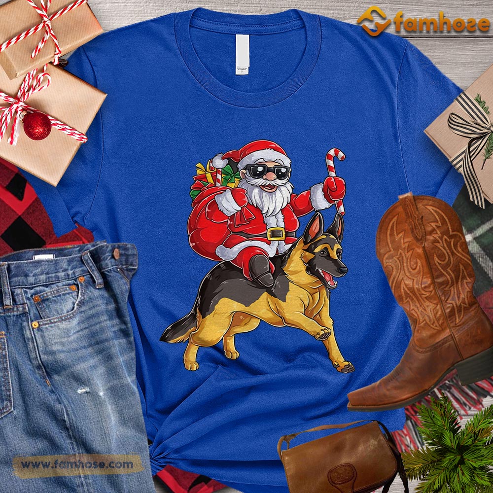 Funny Christmas Dog T-shirt, Santa Claus Riding Dog Gift For Dog Lovers, Dog Owners, Dog Tees