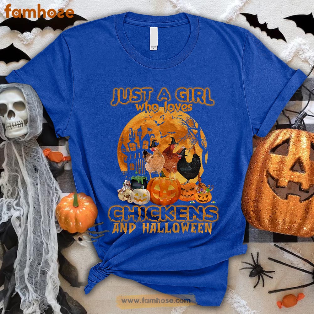 Chicken Halloween T-shirt, Just A Girl Who Loves Chickens And Halloween Gift For Chicken Lovers, Chicken Farmers