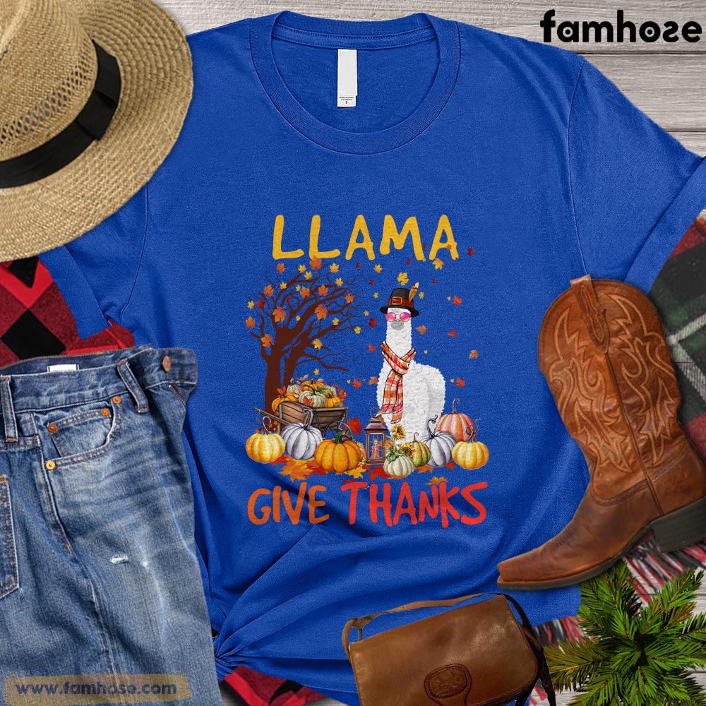 Thanksgiving Llama T-shirt, Llama Give Thanks Thanksgiving Gift For Llama Lovers, Llama Farm, Llama Tees
