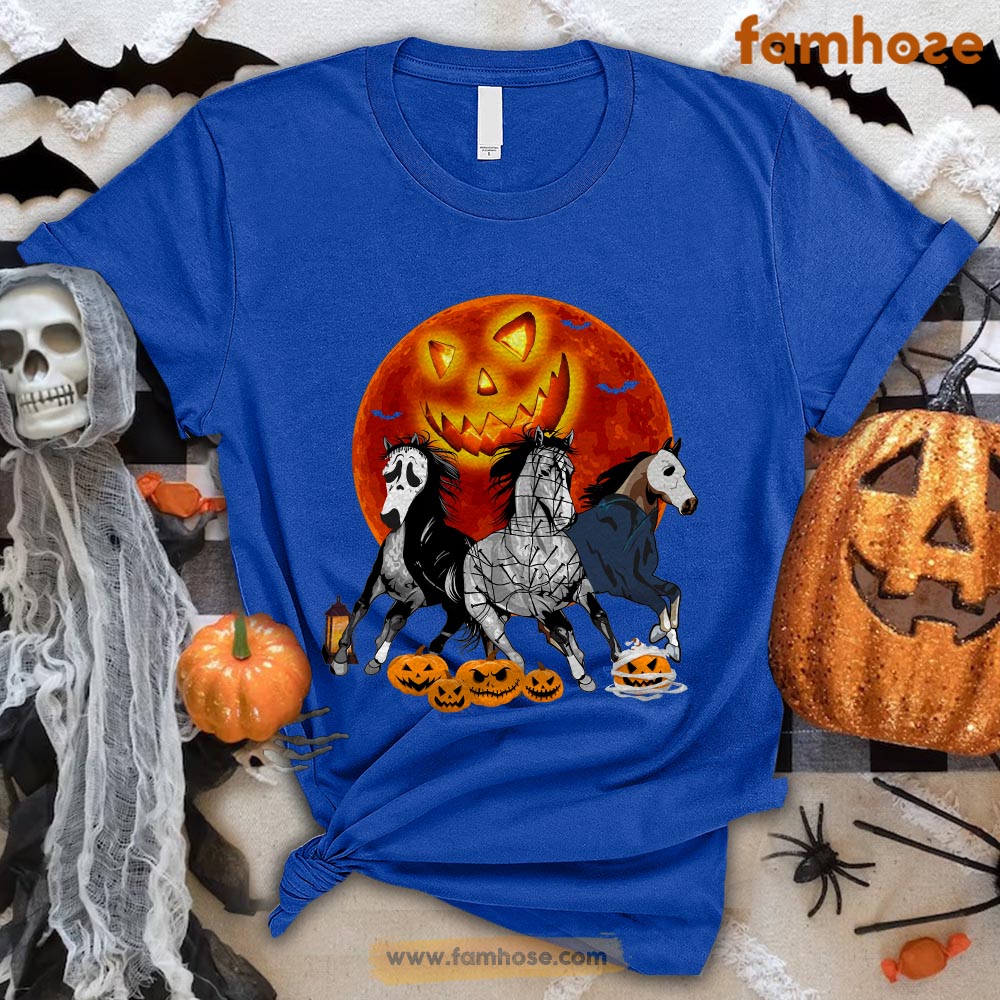 Halloween Horse T-shirt, Horse Costume Santa Horror Movies Halloween Gift For Horse Lovers, Horse Riders, Equestrians