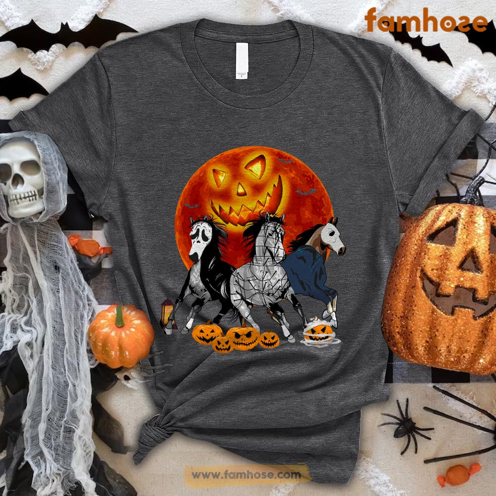 Halloween Horse T-shirt, Horse Costume Santa Horror Movies Halloween Gift For Horse Lovers, Horse Riders, Equestrians