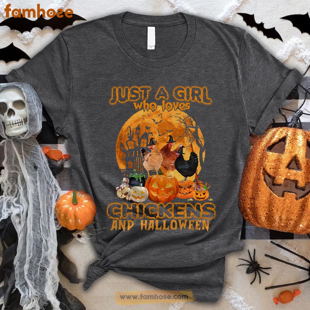Chicken Halloween T-shirt, Just A Girl Who Loves Chickens And Halloween Gift For Chicken Lovers, Chicken Farmers