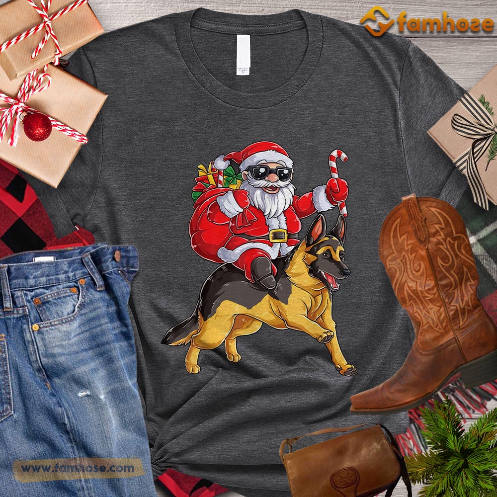 Funny Christmas Dog T-shirt, Santa Claus Riding Dog Gift For Dog Lovers, Dog Owners, Dog Tees