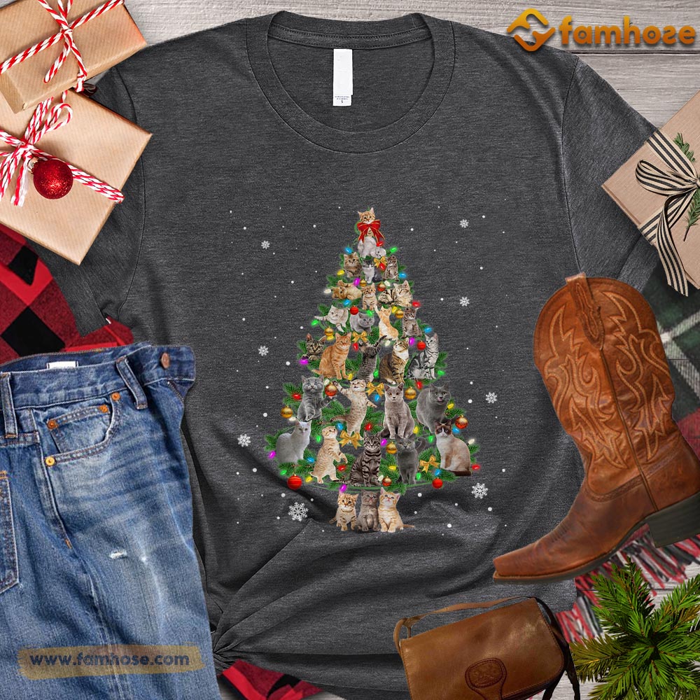 Christmas Cat T-shirt, Cats Arrange Christmas Tree Gift For Cat Lovers, Cat Owners, Cat Tees